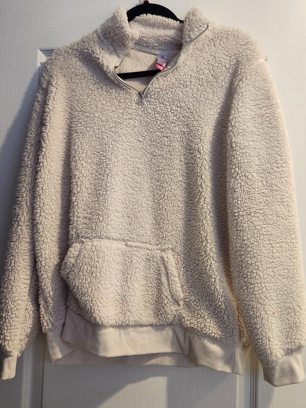 No Boundaries Cream Sherpa Quarter-Zip Pullover Hoodie